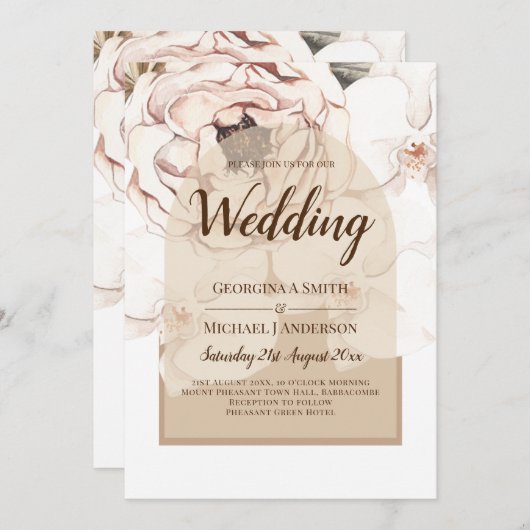 LeahG Blush Roze Champagne Bloemachtige Trouw Uitn Kaart (Voorkant / Achterkant)