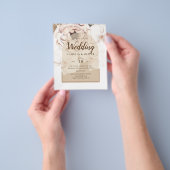 LeahG Blush Roze Champagne Bloemen Trouw Uitnodigi Flyer (Hand)