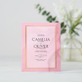 LeahG Blush Roze Goud INK Ombre Trouw UITNODIGING (Staand voorkant)
