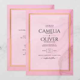 LeahG Blush Roze Goud INK Ombre Trouw UITNODIGING
