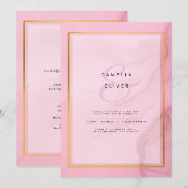 LeahG Blush Roze Goud INK Ombre Trouw UITNODIGING