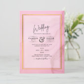 LeahG Blush Roze Goud INK Ombre Trouw UITNODIGING (Staand voorkant)