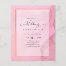 LeahG Blush Roze Goud INK Ombre Trouw UITNODIGING Flyer