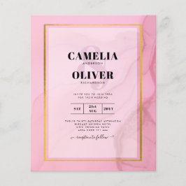 LeahG Blush Roze Goud INK Ombre Trouw UITNODIGING Flyer