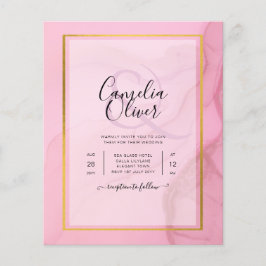 LeahG Blush Roze Goud INK Ombre Trouw UITNODIGING Flyer