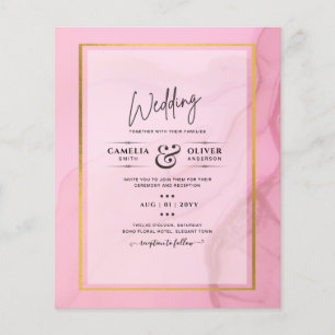 LeahG Blush Roze Goud INK Ombre Trouw UITNODIGING Flyer