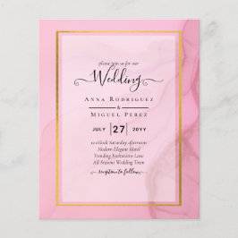 LeahG Blush Roze Gouden INK Ombre Trouwkaart Flyer