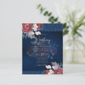 LeahG bordeaux blauwe rozen kant herfst trouw uitn (Staand voorkant)