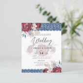 LeahG bordeaux blauwe rozen kant herfst trouw uitn (Staand voorkant)