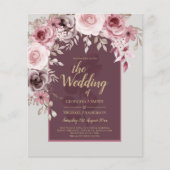 LeahG bordeauxroze rozen herfst trouw uitnodiging. Flyer (Voorkant)