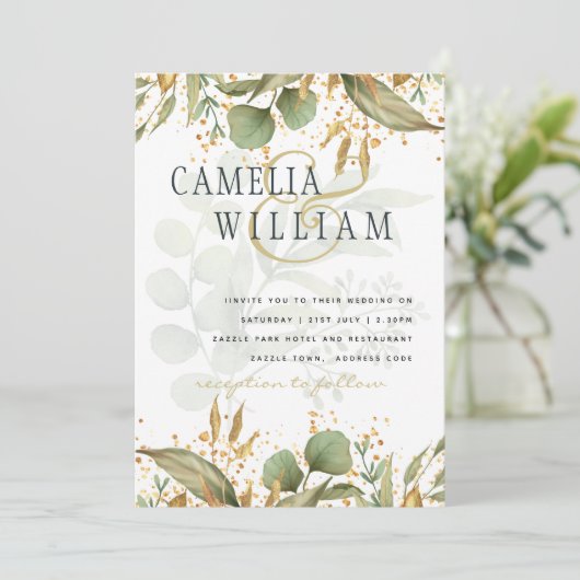 LeahG Botanische Groene Gebieden Gouden Trouw Uitn Kaart (Staand voorkant)