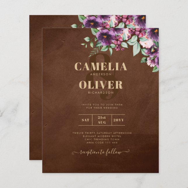 LeahG Brown Berry Plum Paars Wedding Herfst Winter (Voorkant / Achterkant)