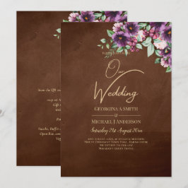 LeahG Brown Berry Plum Paars Wedding Herfst Winter Kaart