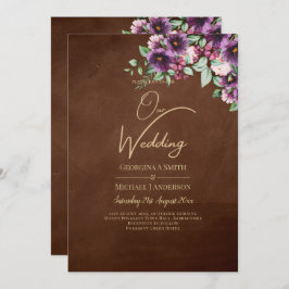 LeahG Brown Berry Plum Paars Wedding Herfst Winter Kaart