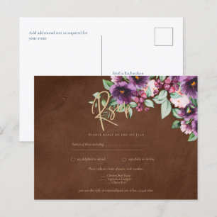LeahG Brown Bes Berry Paars Bruiloft Herfst Winter Briefkaart