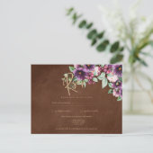 LeahG Brown Bes Berry Paars Bruiloft Herfst Winter Briefkaart (Staand voorkant)