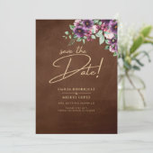 LeahG Brown Kersenbloesem Paars Trouw Herfst Winte Kaart (Staand voorkant)