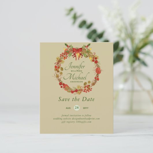 LeahG BUDGET Bespaar data Rode Rustieke Feestelijk (Staand voorkant)