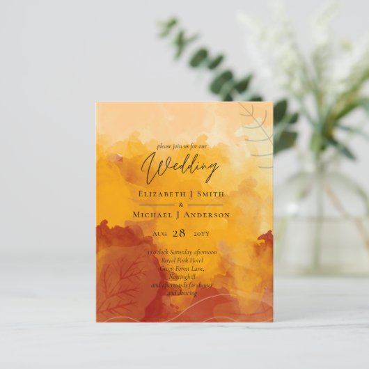 LeahG Budget Bruiloft Aquarel Zonsondergang Herfst (Staand voorkant)