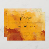 LeahG Budget Bruiloft Aquarel Zonsondergang Herfst Briefkaart (Voorkant / Achterkant)