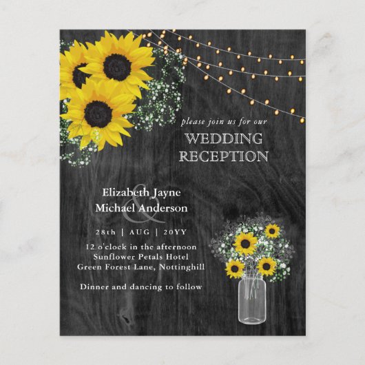 LeahG Budget Bruiloft RECEPTIE Rustieke Zonnebloem (Voorkant)