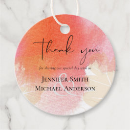 LeahG Budget Bruiloft Rood Oranje Aquarel Bladeren Bedankjes Labels