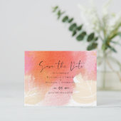 LeahG Budget Bruiloft Rood Oranje Aquarel Bladeren Briefkaart (Staand voorkant)