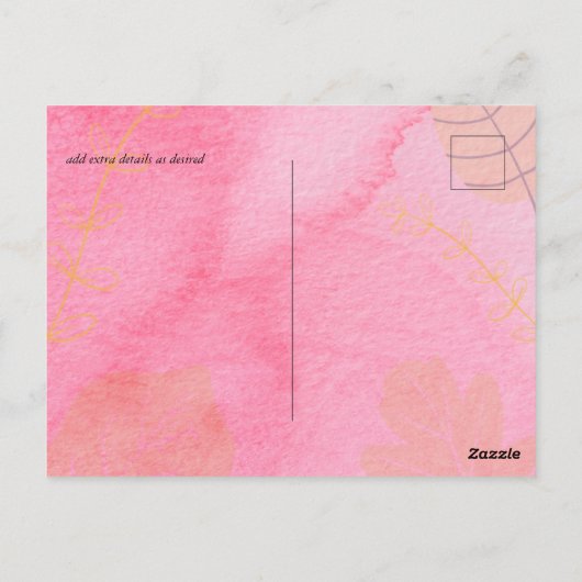 LeahG Budget Bruiloft Roze Perzik Aquarel Abstract Briefkaart (Achterkant)