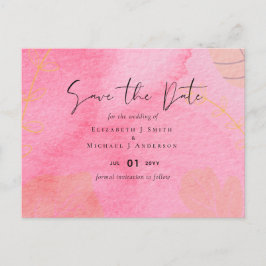 LeahG Budget Bruiloft Roze Perzik Aquarel Abstract Briefkaart