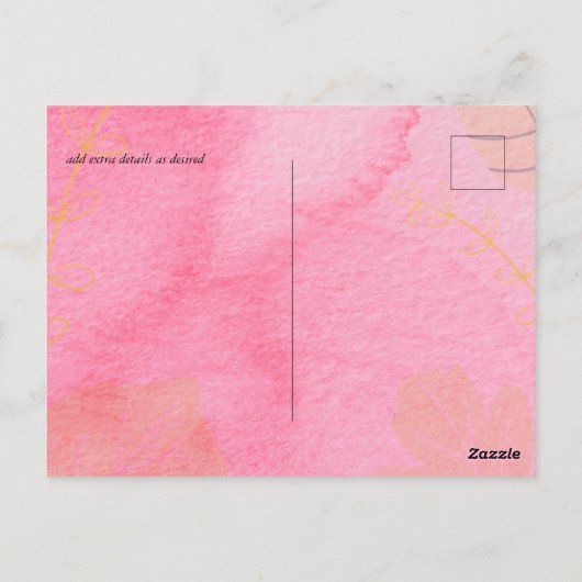 LeahG Budget Bruiloft Roze Perzik Aquarel Abstract Briefkaart (Achterkant)