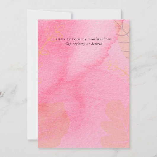 LeahG Budget Bruiloft Roze Perzik Waterverf Abstra (Achterkant)