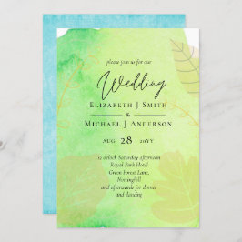 LeahG Budget Bruiloft Waterverf Teal Groen Blauw