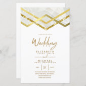 LeahG Budget DECO Silver Gold Wedding Invite (Voorkant / Achterkant)