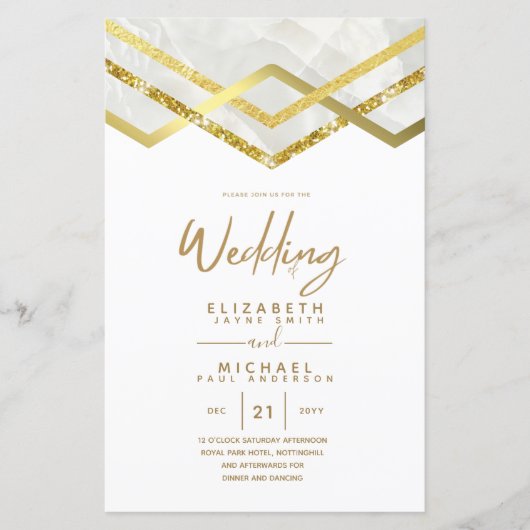 LeahG Budget DECO Silver Gold Wedding Invite (Voorkant)