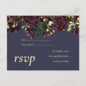 LeahG BUDGET Donkere PLUM Rozen bruiloft Uitnodiging Briefkaart (Voorkant)