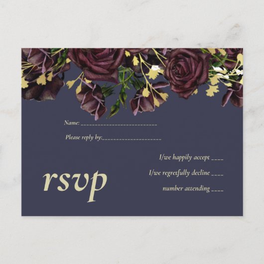 LeahG BUDGET Donkere PLUM Rozen bruiloft Uitnodiging Briefkaart (Voorkant)