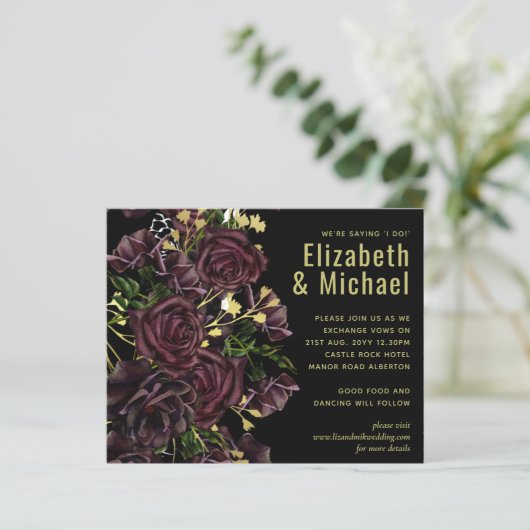 LeahG Budget Donkere PRUIMEN ROZEN Trouwfeest (Staand voorkant)