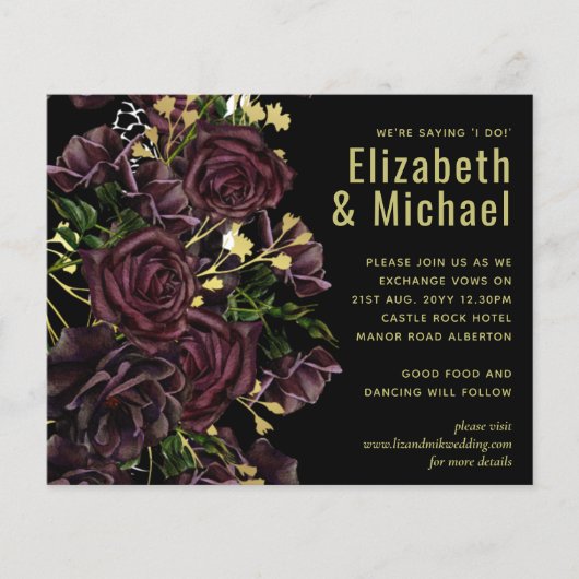 LeahG Budget Donkere PRUIMEN ROZEN Trouwfeest (Voorkant)