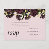 LeahG Budget Donkere PRUIMEN ROZEN Trouwfeest Uitnodiging Briefkaart (Voorkant)
