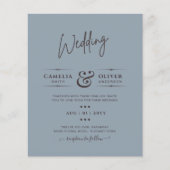 LeahG Budget Dusty Blue Monochrome Wedding Flyer (Voorkant)