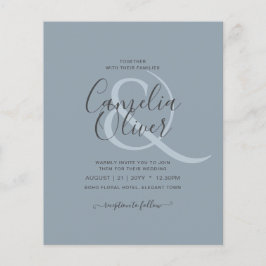 LeahG Budget Dusty Blue Monochrome Wedding Flyer