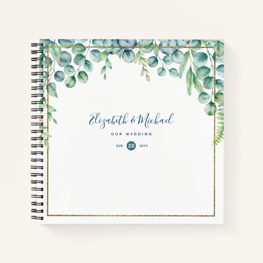 LeahG BUDGET Eucalyptus Greenery Wedding Guestbook Notitieboek (Voorkant)