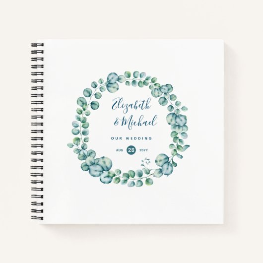 LeahG BUDGET Eucalyptus Krans Trouwgastenboek Notitieboek (Voorkant)