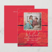 LeahG Budget FOTO Save Date Red Gold Leaves (Voorkant / Achterkant)