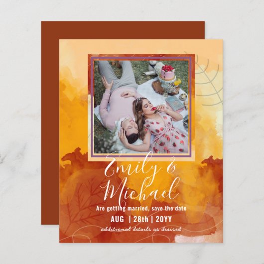 LeahG BUDGET FOTO Save Dates Waterverf (Voorkant / Achterkant)