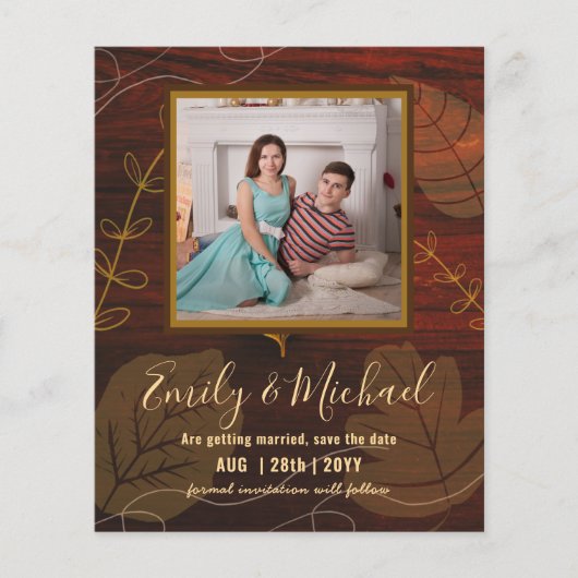 LeahG Budget FOTOBOEK Opslagdatum Rustieke Bladere (Voorkant)