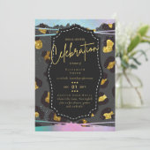 LeahG Budget Glam Chic Bruiloft Unicorn Goud Kaart (Staand voorkant)