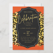 LeahG Budget Glam Chic Bruiloftsfeest Goud Oranje Kaart (Voorkant)