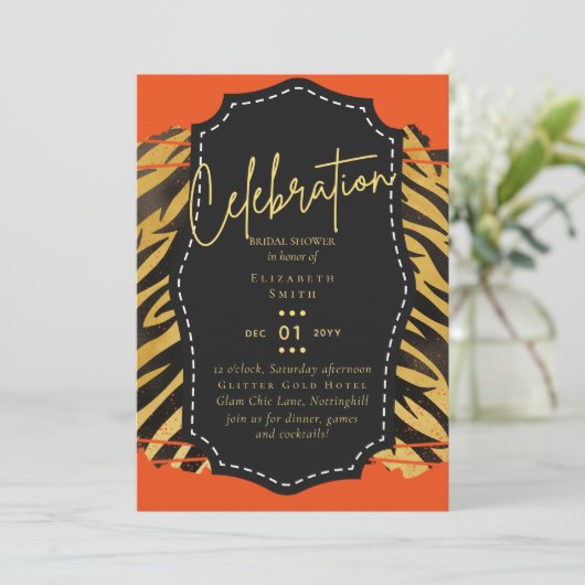 LeahG Budget Glam Chic Vrijgezellenfeest Gold Sina Kaart (Staand voorkant)