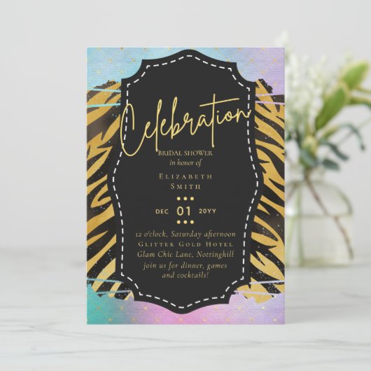 LeahG Budget Glam Chic Vrijgezellenfeest Unicorn G Kaart (Staand voorkant)